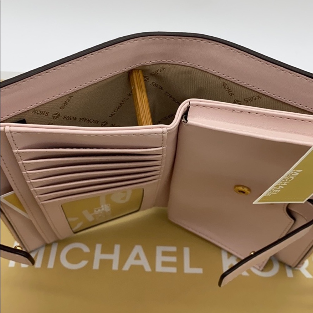 MICHAEL KORS LARGE DOUBLE ZIP WRISTLET POWDER BLUSH MULTI/ BROWN SIGNATURE - Picture 11 of 16